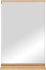 Nástenné zrkadlo s poličkou s dreveným rámom 50x75 cm Lun – noo.ma
