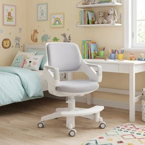 Detská rastúca stolička Neoseat KIDDY FIVE — látka, prateľný poťah, sivá