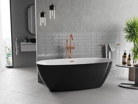 Mexen Luvo Slim, voľne stojaca vaňa 170 × 75 cm, biela-čierna, ružové zlato prepad, 52801707575-60