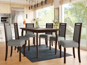 Rozkladací stôl so 6 stoličkami AL21, Morenie: orech, Poťahové látky: Hygge D91