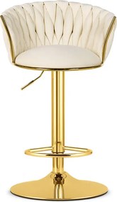 Sada dvoch barových stoličiek MIG zamatová, zlatá / béžová ( 2 ks)