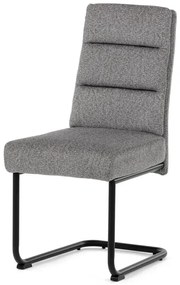 Židle jídelní, taštičkové pružiny v sedáku, madlo na opěráku, světle šedá látka, černý kov