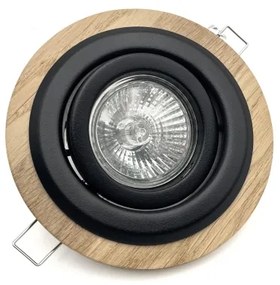 Sada 3 ks podhľadových svietidiel TOBBY, 1× GU10/20W/230V, pr. 11,5 cm, dub/čierna