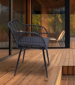 Záhradný ratanový set Napoli – čierna súprava s 2 kreslami a stolíkom