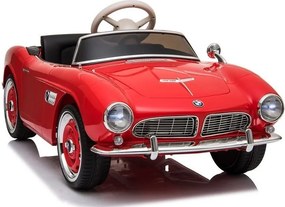 LEAN CARS Elektrické autíčko BMW Retro, LED, MP3, diaľkové ovládanie, červené lakované