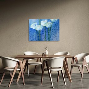 Sklenený obraz - Biele tulipány (70x50 cm)