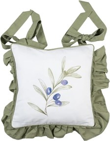Bavlnený povlak na sedák s volánikmi a olivami Olive Fields - 40*40 cm