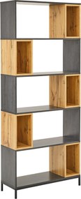 XXXLutz REGÁL, čierna, farba duba, tmavosivá, železo, 80/194/30 cm Carryhome - Regály - 002798013102