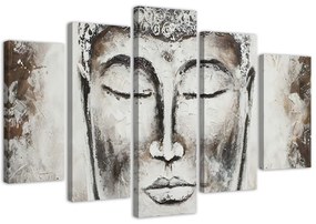 Obraz na plátně pětidílný Buddha Grey Zen Spa - 150x100 cm