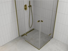 Mexen Roma Duo, sprchovací kút 80 (dvere) x 70 (dvere) cm, 6mm číre sklo, zlatý profil, 854-080-070-50-00-02