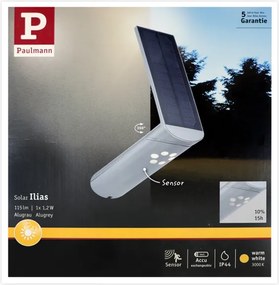 Paulmann 94261 - LED/1,2W IP44 Solárne nástenné svietidlo so senzorom ILIAS 3,7V
