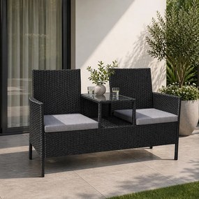 Ratanová záhradná lavica Catini FESTA - Čierna / Sivá