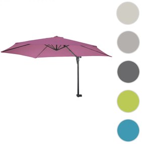 Nástenný slnečník Casoria 3 m polyester hliník/oceľ - levanduľovo-červená