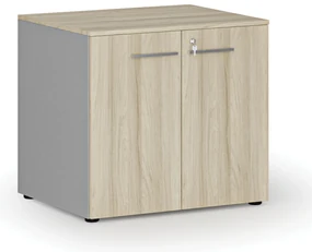 Kancelárska skriňa s dverami PRIMO GRAY, 800 x 640 x 735 mm, sivá/dub prírodný