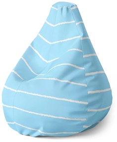 Sablio Sedací vak Pear Biele linky na modrej - 70 x 95 x 15 cm