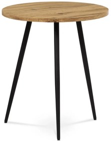 Přístavný stolek, MDF, dekor divoký dub, kov, černý lak