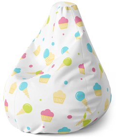 Sablio Sedací vak Pear Zmrzlinky a muffiny - 70 x 95 x 15 cm