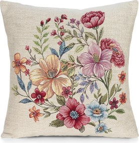 GOBELÍNOVÁ DEKORAČNÁ OBLIEČKA NA VANKÚŠ FLORIS 45X45 CM KVETY