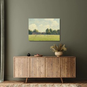 Sklenený obraz - Camille Pissarro, Hampton Court Green, reprodukcia (70x50 cm)
