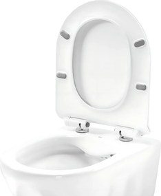 Závesná WC misa so SoftClose sedadlom REA Gustavo Rimless, biela lesk