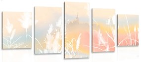 5-dielny obraz zámok v pastelovej krajine Varianta: 100x50