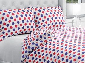 Biante Bavlnené posteľné obliečky Sandra SA-242 Červené a modré bodky Predĺžené 140x220 a 70x90 cm