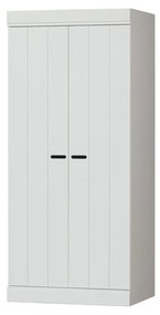 Biela šatníková skriňa z borovicového dreva 77x175 cm Connect – WOOOD