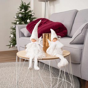 Vianočná dekorácia Anjelik sediaci, 40 cm, biela