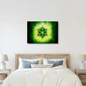 Obraz - Kvetinová mandala v zelenom pozadí (70x50 cm)