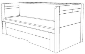 BMB TANDEM ORTHO bez roštov 90 x 200 cm - rozkladacia posteľ z bukového masívu vysoká ľavá, buk masív