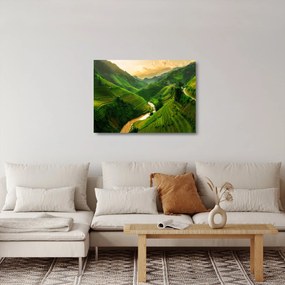 Sklenený obraz - Ryžové terasy Mu Cang Chai (70x50 cm)