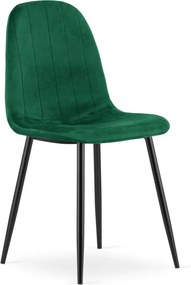 Set troch jedálenských stoličiek PADVA zamatové zelené / čierne nohy (3 ks)