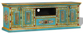 Modrý TV stolík z mangového dreva, ručne maľovaný