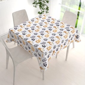 Biante Detský bavlnený štvorcový obrus Sandra SA-223 Zvieratká s mláďátkami 90x90 cm