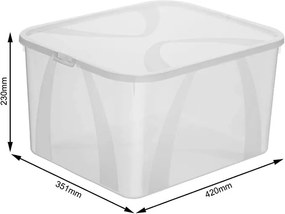 Úložný box, priehľadná krabica s vekom, Rotho LONA, 42x35x23 (25l)