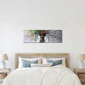 Obraz - Strom štyroch ročných období (s hodinami) (90x30 cm)