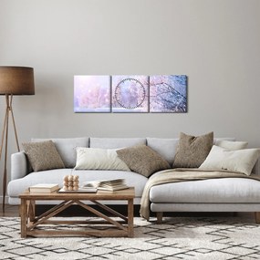 Obraz - Mrazivá zima (s hodinami) (90x30 cm)