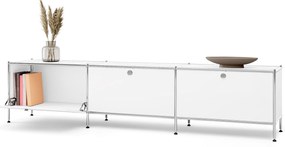 Nízky kovový stolík »CN3« s 3 sklopnými priehradkami, biely