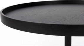 Čierny okrúhly konferenčný stolík s doskou v dubovom dekore ø 70 cm Yuri L – White Label