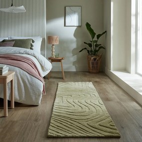 Kaki ručne tkaný vlnený behúň 60x230 cm Mesmerise Sage – Flair Rugs
