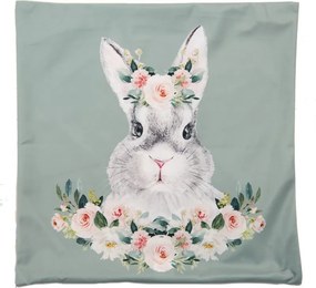 Zelená obliečka na vankúš so zajačikom - 45*45 cm