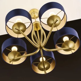 Jupiter 2114 - Luster na tyči KASZMIR 5xE27/15W/230V modrá/zlatá