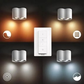 PHILIPS HUE Prisadené stropné LED inteligentné osvetlenie HUE PILLAR, 2xGU10, 5W, teplá biela-studená biela, bie