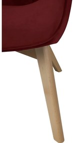 Červené zamatové kreslo s podnožkou Niko – Ropez