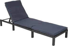 Záhradné lehátko HWC-A51 - polyratan, sivé vankúše basic 5cm - antracit