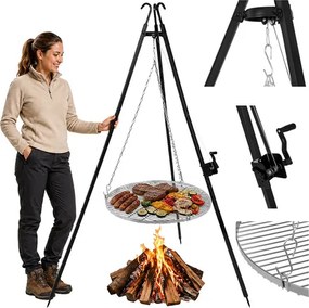 Záhradný gril Kaminer Tripod – trojnožka s nastaviteľným roštom 70 cm