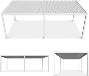 Záhradná pergola na terasu s prístreškom Deluxe Automatic 3,6x7,2 Led biela