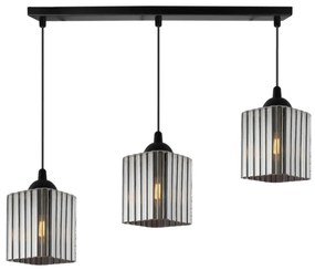 Závesné svietidlo Riffle Square, 3x grafitové sklenené tienidlo, b