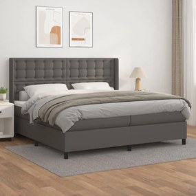 Boxspring posteľ s matracom sivá 200x200 cm umelá koža 3132523