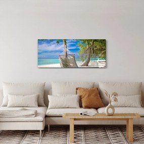 Obraz - Hojdacia sieť na pláži (120x50 cm)